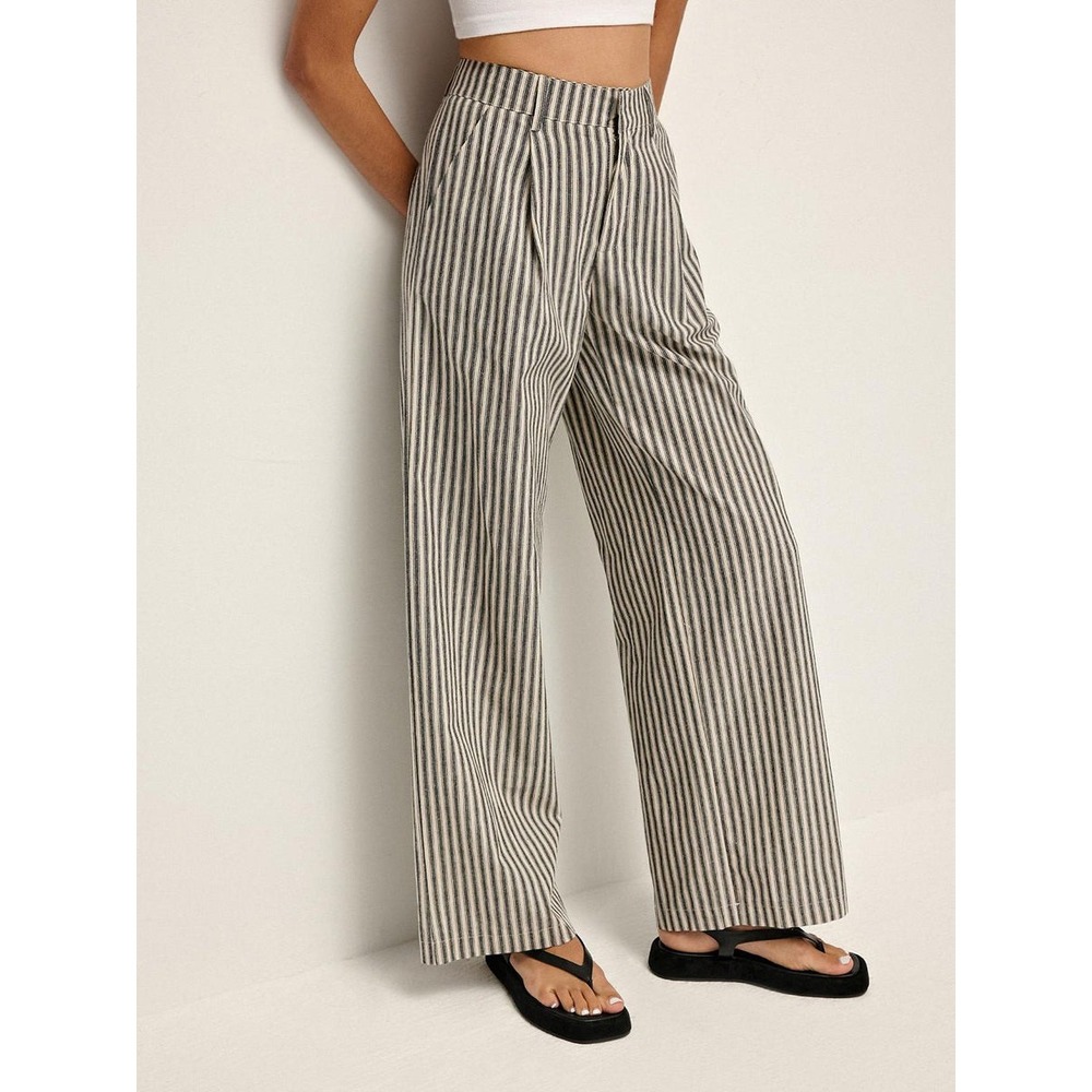 Commense Striped Wide Leg Pants High Waist Long Pants Casual Size‎ XS